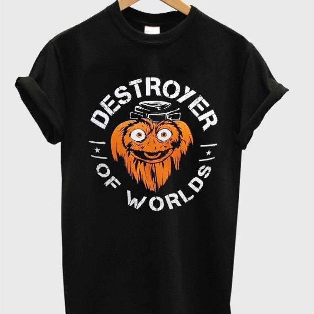 Gritty Destroyer Of Worlds Charcoal T Shirt Hockey Mascot Meme Funny Fan Graphic